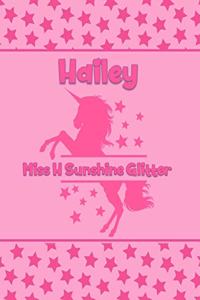 Hailey Miss H Sunshine Glitter: Personalized Draw & Write Book with Her Unicorn Name - Word/Vocabulary List Included for Story Writing