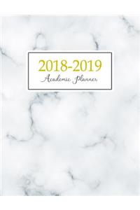 2018 - 2019 Academic Planner: Weekly and Monthly Student Planner Yearly Schedule Journal Agenda (August 2018 - July 2019) White Grey Marble