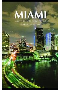 Miami Monthly Note Planner 2019 1 Year Calendar