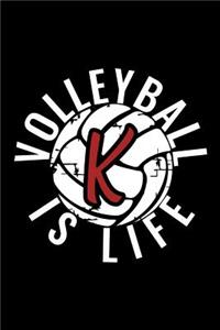 K Monogram Initial Volleyball Journal