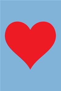 Blank Notebook - 100 Pages - Red Heart on Sky Blue