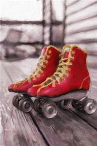 Red Roller Skates - Lined Notebook with Margins