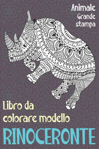 Libro da colorare modello - Grande stampa - Animale - Rinoceronte