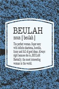 Beulah Noun [ Beulah ] the Perfect Woman Super Sexy with Infinite Charisma, Funny and Full of Good Ideas. Always Right Because She Is... Beulah