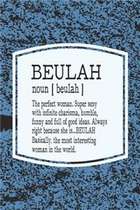 Beulah Noun [ Beulah ] the Perfect Woman Super Sexy with Infinite Charisma, Funny and Full of Good Ideas. Always Right Because She Is... Beulah