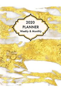 2020 Planner Weekly and Monthly Marble White Gold