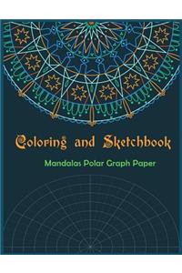 Mandalas polar graph paper Coloring and Sketchbook