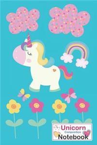 Unicorn Composition Notebook: Blue Unicorn Notebook for Girls Boys School
