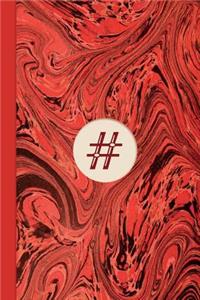 Monogram Symbol Hashtag Internet Marble Notebook (Regency Red Edition)