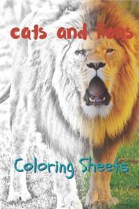 Cat and Lion Coloring Sheets