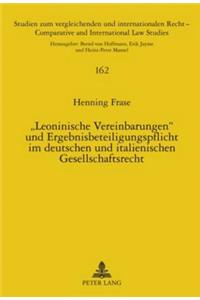 «Leoninische Vereinbarungen» und Ergebnisbeteiligungspflicht im deutschen und italienischen Gesellschaftsrecht