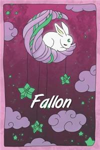 Fallon: personalized notebook sleeping bunny on the moon with stars softcover 120 pages blank useful as notebook, dream diary, scrapbook, journal or gift id