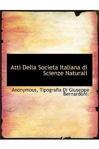 Atti Della Societa Italiana Di Scienze Naturali