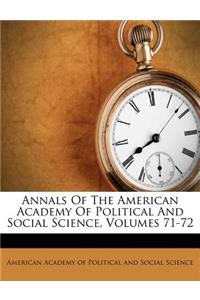 Annals of the American Academy of Political and Social Science, Volumes 71-72
