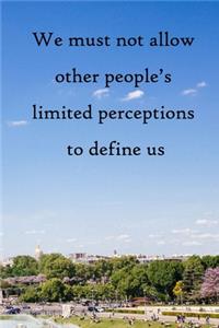 We must not allow other people's limited perceptions to define us