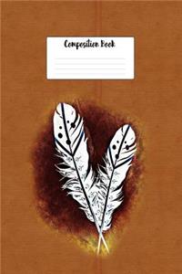 Composition Book: Native American Indian Feather Hair Ties 6 X 9 College Ruled Paper Notebook, Appreciation Gift, Quote Journal or Diary Unique Inspirational Gift for Friend or Teacher, End of Year, Retirement, Birthday or Gratitude Present - Leath