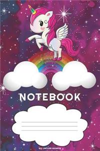 Red Unicorn Rainbow Notebook