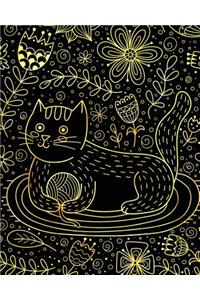 Journal Notebook Cute Cat in Flowers Pattern 10