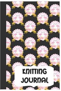 Knitting Journal: Beautiful Flamingo Themed A5 Notebook To Design Knitting Charts for New Patterns 4:5 Ratio 6x9 Inch 15.24x22.86 cm 120 Graph Pages (WHITE&BLACK&PINK