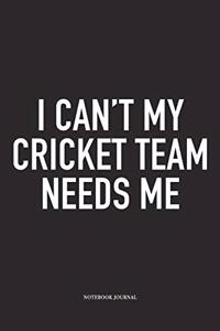 I Can't My Cricket Team Needs Me