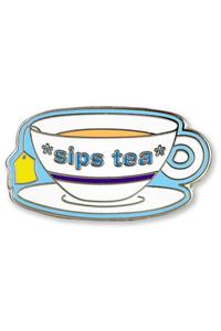 Enamel Pin Sips Tea