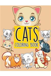 Cats pattern doodles; Easy coloring book for kids toddler, Imagination learning in school and home