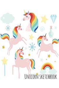 Unicorn Sketchbook - Pink Unicorn Rainbow Princess