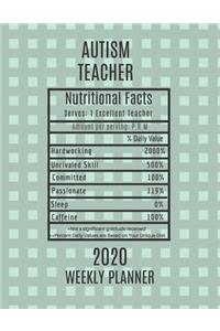 Autism Teacher Nutritional Facts Weekly Planner 2020