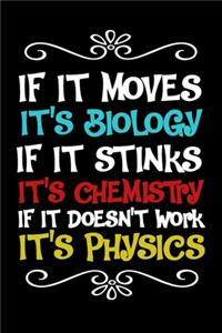 If It Moves it's Biology If it Stinks it's Chemistry If it Doesn't Work It's Physics Notebook