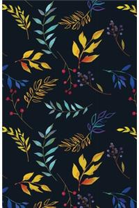 Bullet Journaling Notebook Blue Gold Leaves