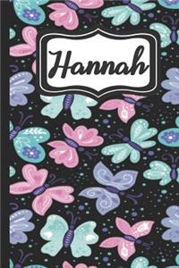 Hannah: Personalized Named Journal Notebook Pretty Butterfly Cover for Women and Girls Lined Pages