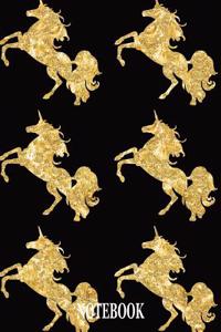 Notebook: Notebook and Journal for All Ages, Exercise and Composition Book and More (Gold Effect Unicorns on Cover)