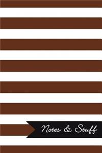 Notes & Stuff - Lined Notebook with Cocoa Brown Striped Pattern Cover: 101 Pages, Medium Ruled, 6 x 9 Journal, Soft Cover