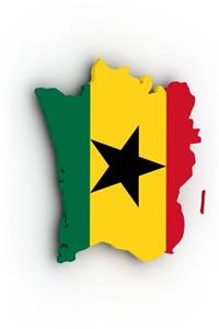 The Flag of Ghana in Africa Filled into a Ghanian Country Map Outline Map