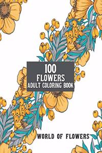 100 Flowers Adult Coloring Book