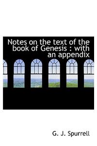 Notes on the Text of the Book of Genesis