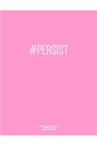 Notebook for Cornell Notes, 120 Numbered Pages, #PERSIST, Pink Cover