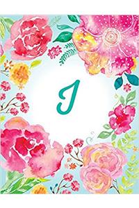 H Initial Journal, Monogram Notebook, Pink Teal Watercolor (Personal Journal)