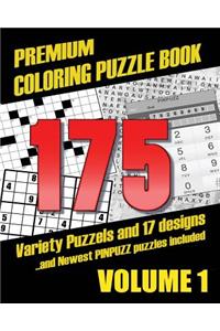 Premium Coloring Puzzle Book Vol.1 - 175 Variety Puzzles and 17 Designs