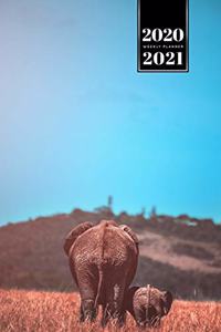 Elephant Mammoth Week Planner Weekly Organizer Calendar 2020 / 2021 - Mother and Child