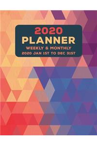 Weekly Monthly 2020 Planner Geometric Triangles Salmon Blue