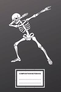 Composition Notebook: Halloween Dabbing Skeleton Note Pad Journal For School, Students, Kids & Teens 120 Page Ruled Lines