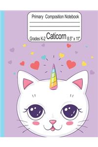 Caticorn Primary Composition Notebook Grades K-2 8.5