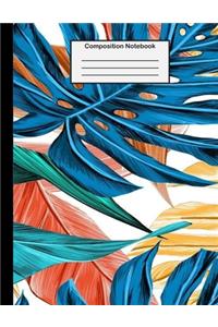 Composition Notebook: College Ruled - 8.5 x 11 Inches - 100 Pages - Colorful Palms