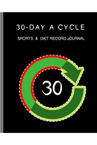 30-day A Cycle, Sports & Diet Record Journal