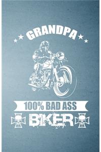 Grandpa 100% Bad Ass Biker A5 Lined Notebook