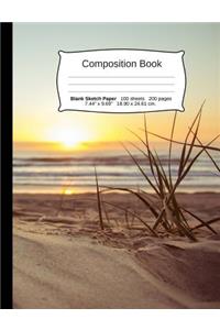 Beach Composition Notebook, Blank Sketch Paper