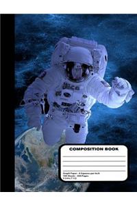 Astronaut in Outer Space Graph Paper Composition Notebook 200 Pages