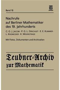 Nachrufe Auf Berliner Mathematiker Des 19. Jahrhunderts