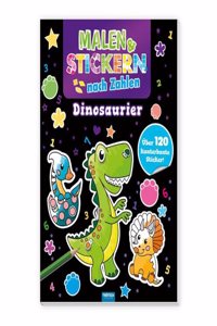 Trotsch Beschaftigungsbuch Malbuch Malen und Stickern nach Zahlen Dinosaurier
